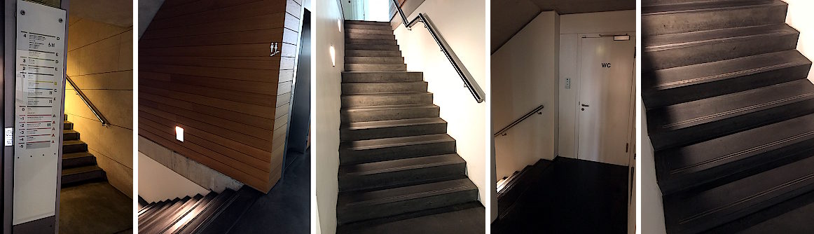 Photo de divers escaliers présents dans le bâtiment