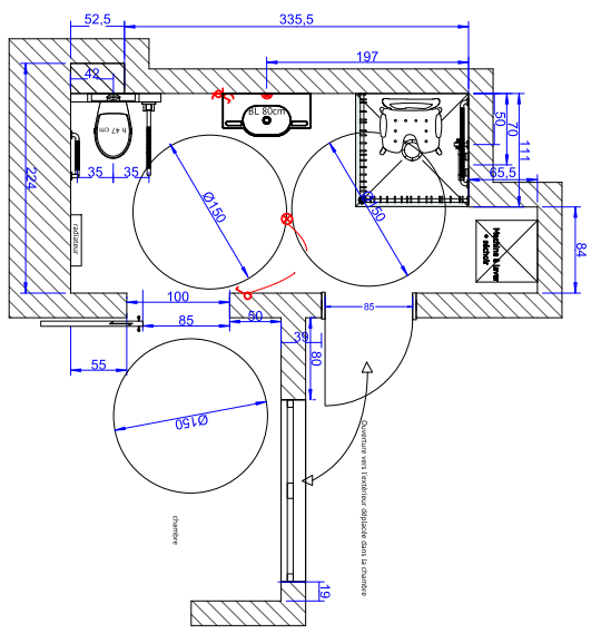 Plan salle de bains 2D