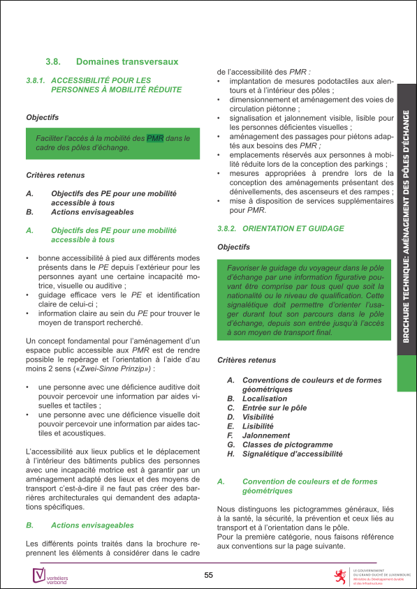 Page 55 de la brochure consacrée aux besoins des PMR