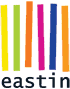 Logo de eastin - six barres multicolores surmontent le nom