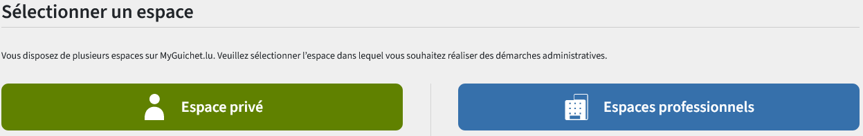 Image avec le bouton espace privé et espace pro